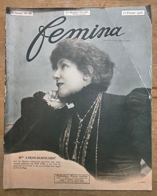 15th February 1905 French Magazine FEMINA - Sarah, Bernhardt, Women Artists, Paper Costumes