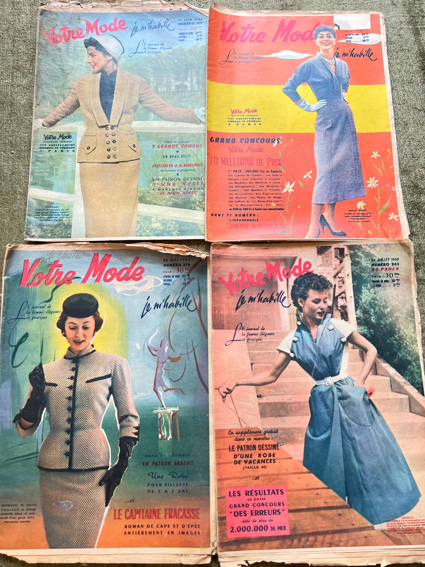 4 French Women's Magazines Votre Mode from the Early 1950s