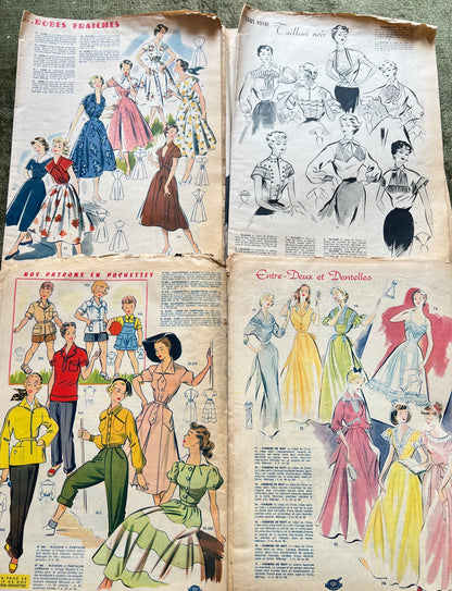 4 French Women's Magazines Votre Mode from the Early 1950s