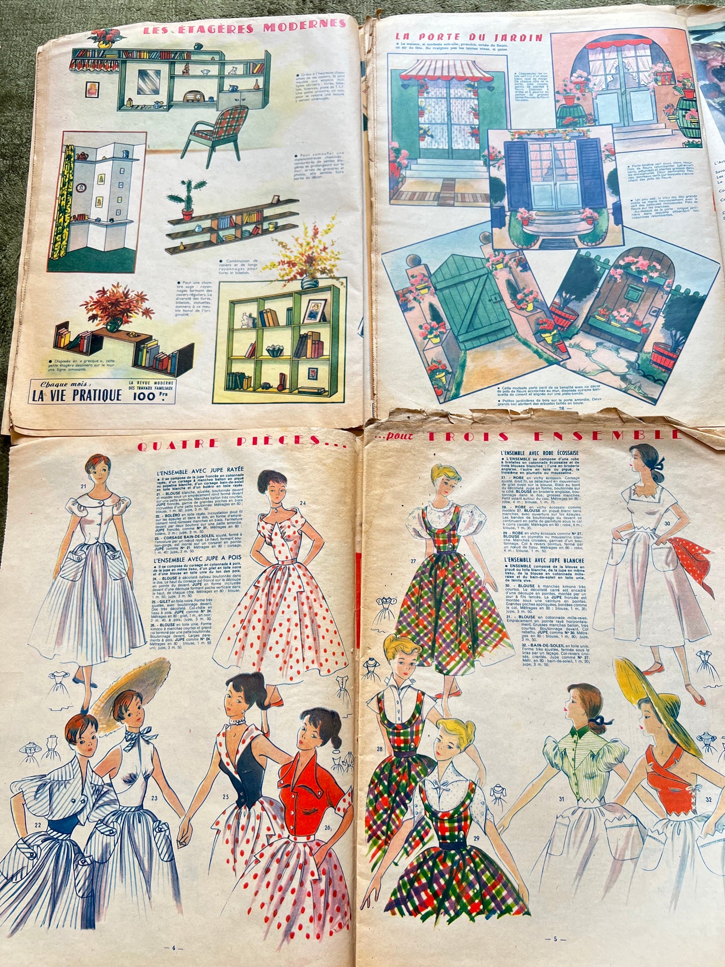 4 French Women's Magazines Votre Mode from the Early 1950s