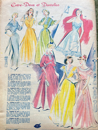 4 French Women's Magazines Votre Mode from the Early 1950s