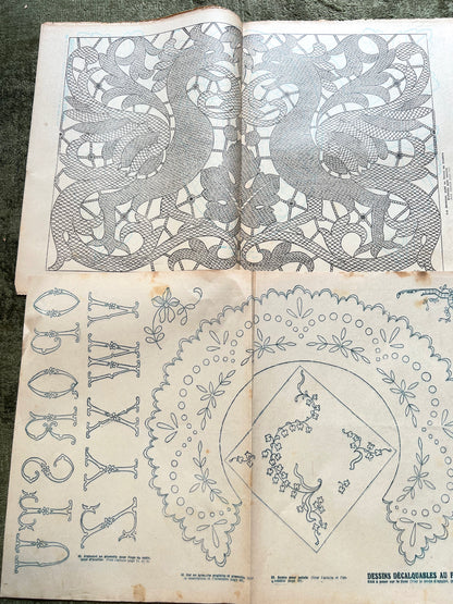 3 French Women's Magazines La Mode from 1916 Including Crafts and Patterns