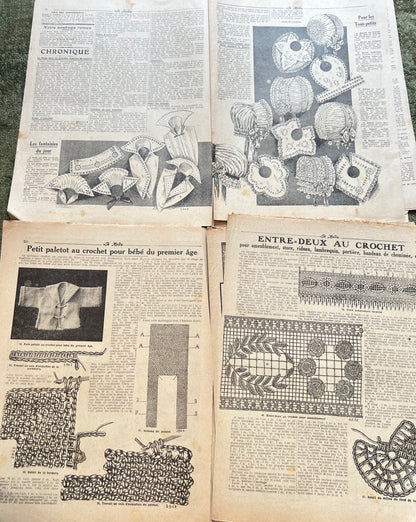 3 French Women's Magazines La Mode from 1916 Including Crafts and Patterns