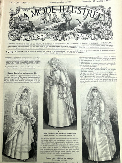 Confirmation Dresses 135 Years Ago in 15th February 1891 French  La Mode Illustree