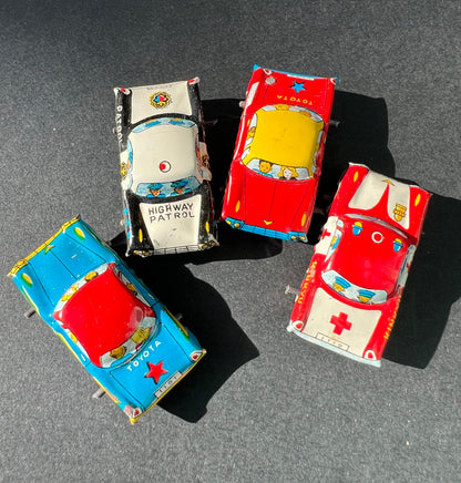 Set of 4 Japanese 1960s TIN CARS 35mm long