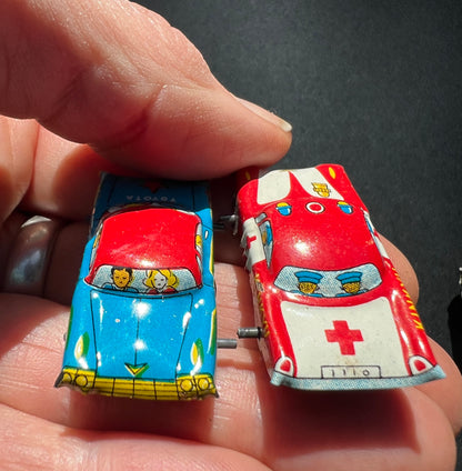 Set of 4 Japanese 1960s TIN CARS 35mm long