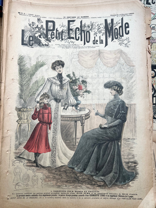 Fashions for Mothers  + Daughters in the February 2nd 1902  French Le Petit Echo de la Mode