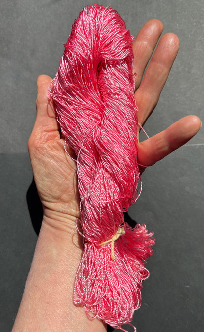 Big Skein of Bright Pink 1/2mm Silky Vintage Rayon Thread - Crochet, Embroidery, Textile Art  Etc