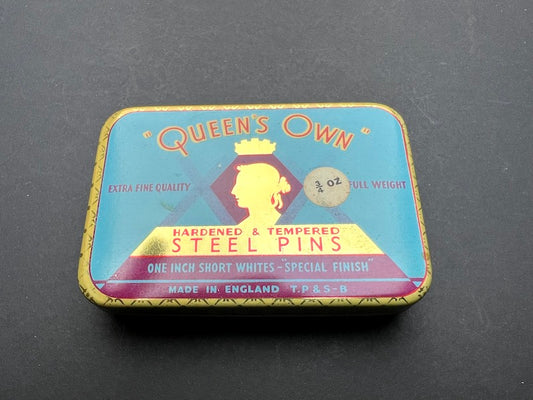 VINTAGE "QUEEN'S OWN" One Inch Short Whites STEEL PINS - MADE IN ENGLAND- Warehouse Find