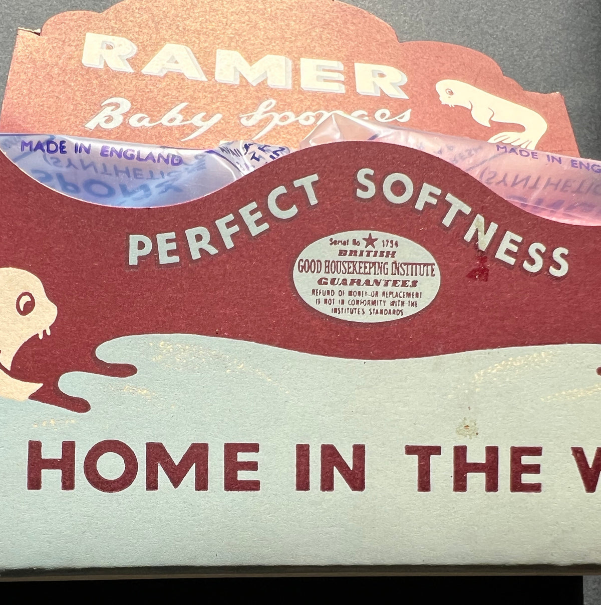 A Vintage Shop Display Box of 6 Ramer Baby Sponges. Made in England. Or individual Sponges...