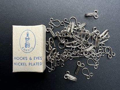 Box of 25 Vintage 1cm Hooks   Eyes Old Shop Stock