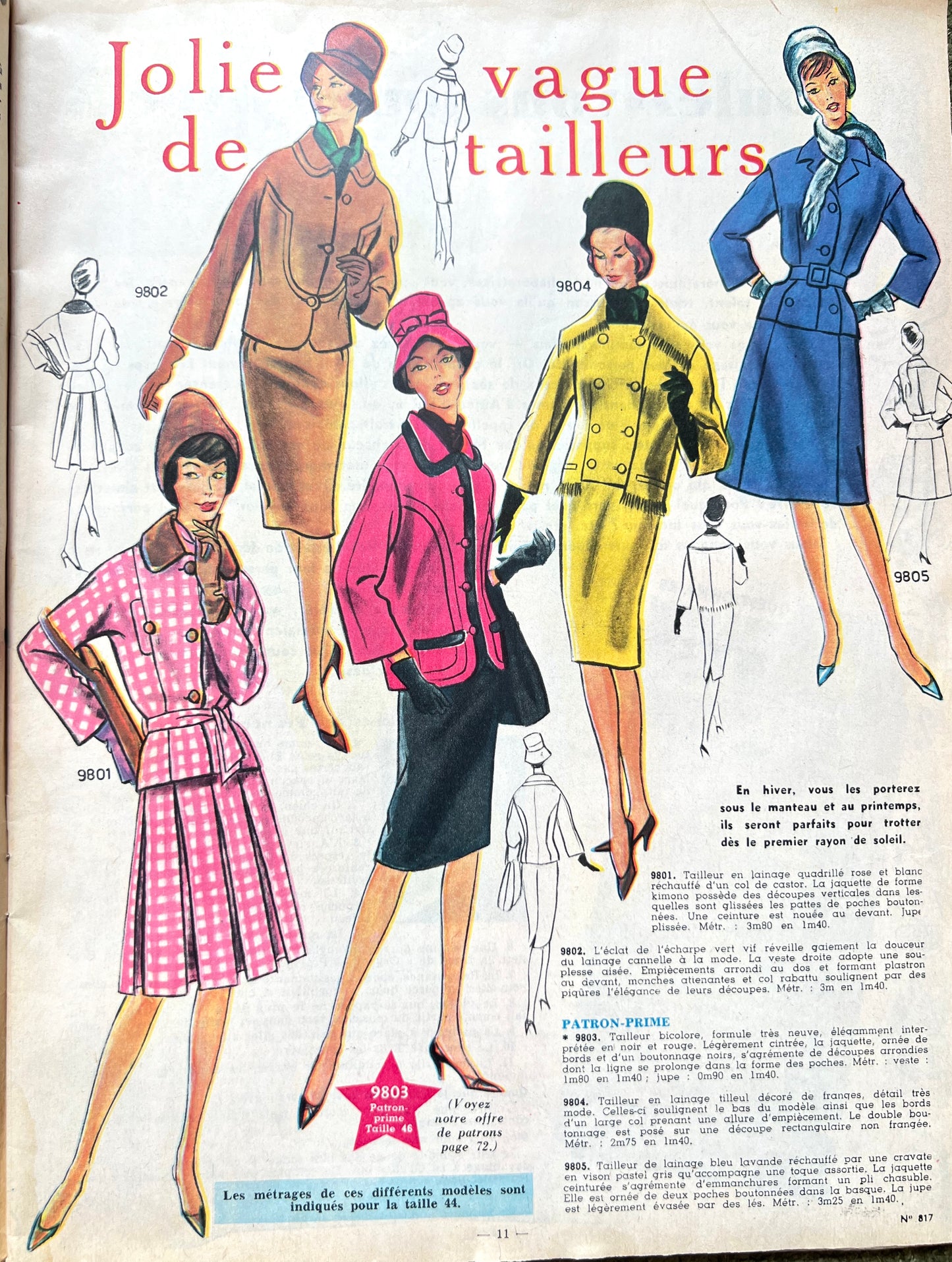 29th December 1960 French Women's Magazine Femmes d'Aujourd'hui with Pattern