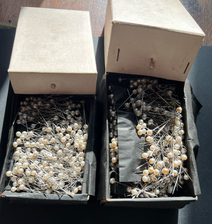 200g of 2.5cm Pins or 300g of 4cm Pins - Boxes of Vintage Faux Pearl Head Pins