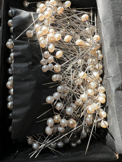 200g of 2.5cm Pins or 300g of 4cm Pins - Boxes of Vintage Faux Pearl Head Pins