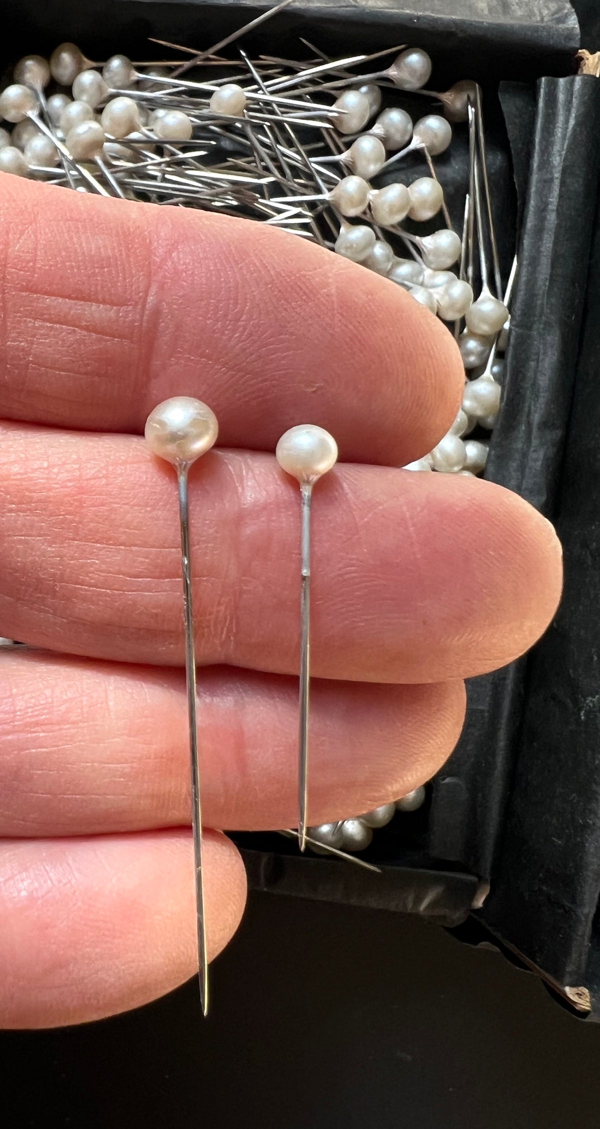 200g of 2.5cm Pins or 300g of 4cm Pins - Boxes of Vintage Faux Pearl Head Pins