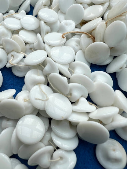 Aprox 480 Vintage Czechoslovakian White Glass 1cm Buttons