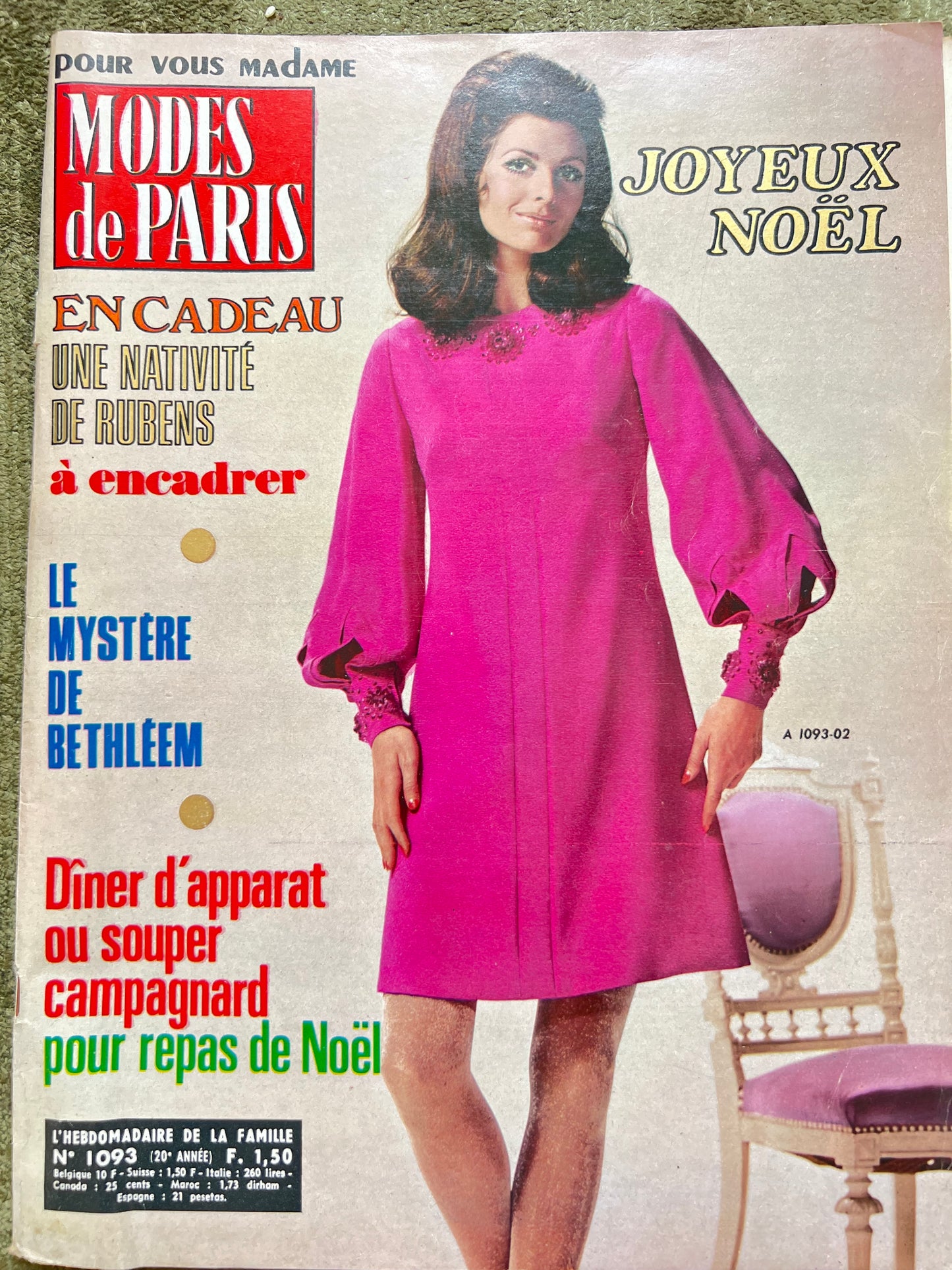 December 1969 edition of French Modes de Paris incl. Christmas Decoration and Clothing Patterns