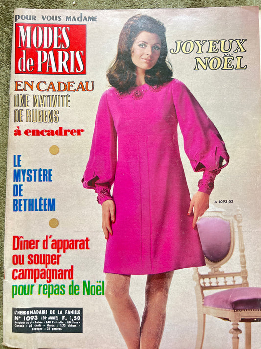 December 1969 edition of French Modes de Paris incl. Christmas Decoration and Clothing Patterns