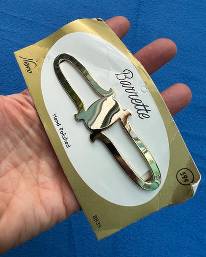 Decorative Mid Century Chrome 10cm Hair Clips