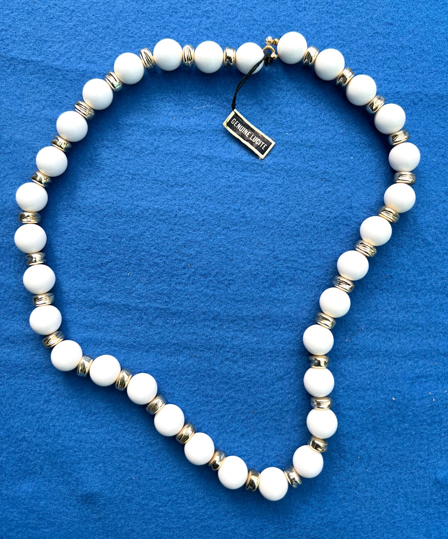 Vintage 1970s White Lucite Bead 24" Necklace - Vintage Shop Stock