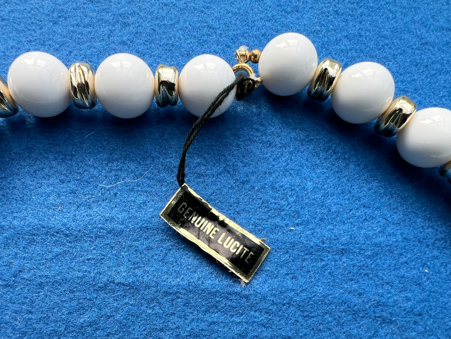 Vintage 1970s White Lucite Bead 24" Necklace - Vintage Shop Stock