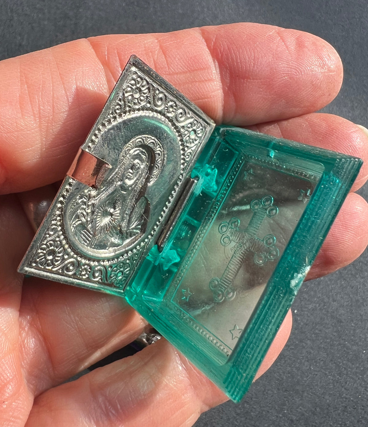 4 Vintage Book Shaped Rosary Bead Holders..with a Bit of Rust.