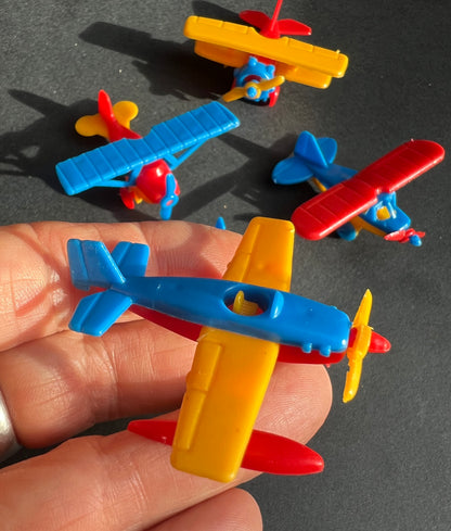 5 Brightly Coloured Aeroplane Toys - Vintage Hong Kong Salesman's Sample