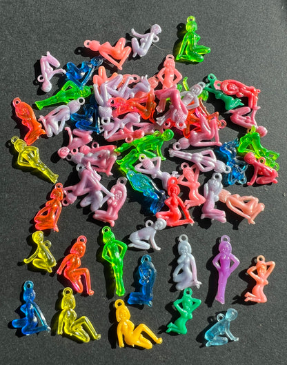 61 Neon Risque Burlesque Vintage Naked Lady Charms