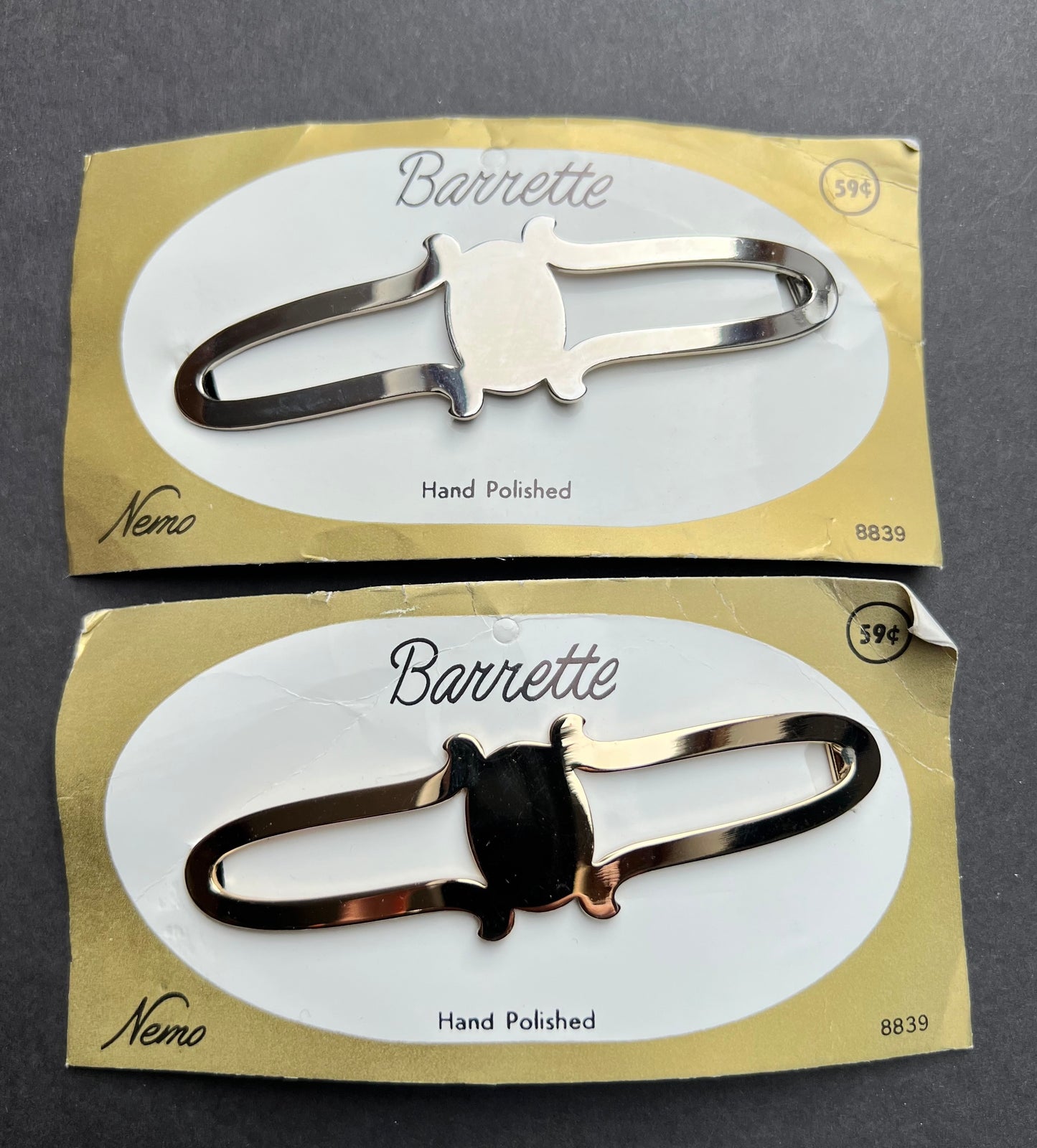 Decorative Mid Century Chrome 10cm Hair Clips