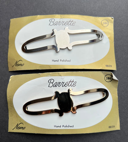 Decorative Mid Century Chrome 10cm Hair Clips
