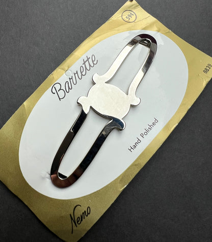 Decorative Mid Century Chrome 10cm Hair Clips