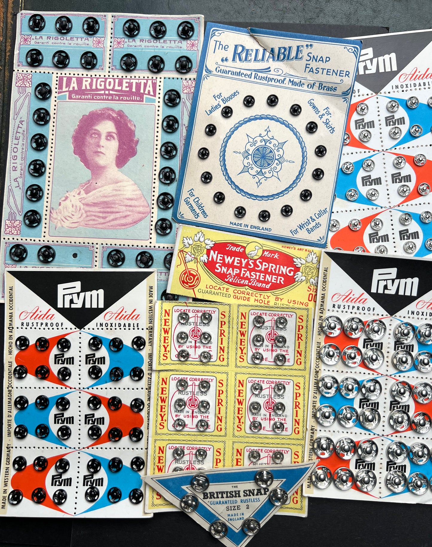 7 Sheets of vintage Press-Studs / Snaps
