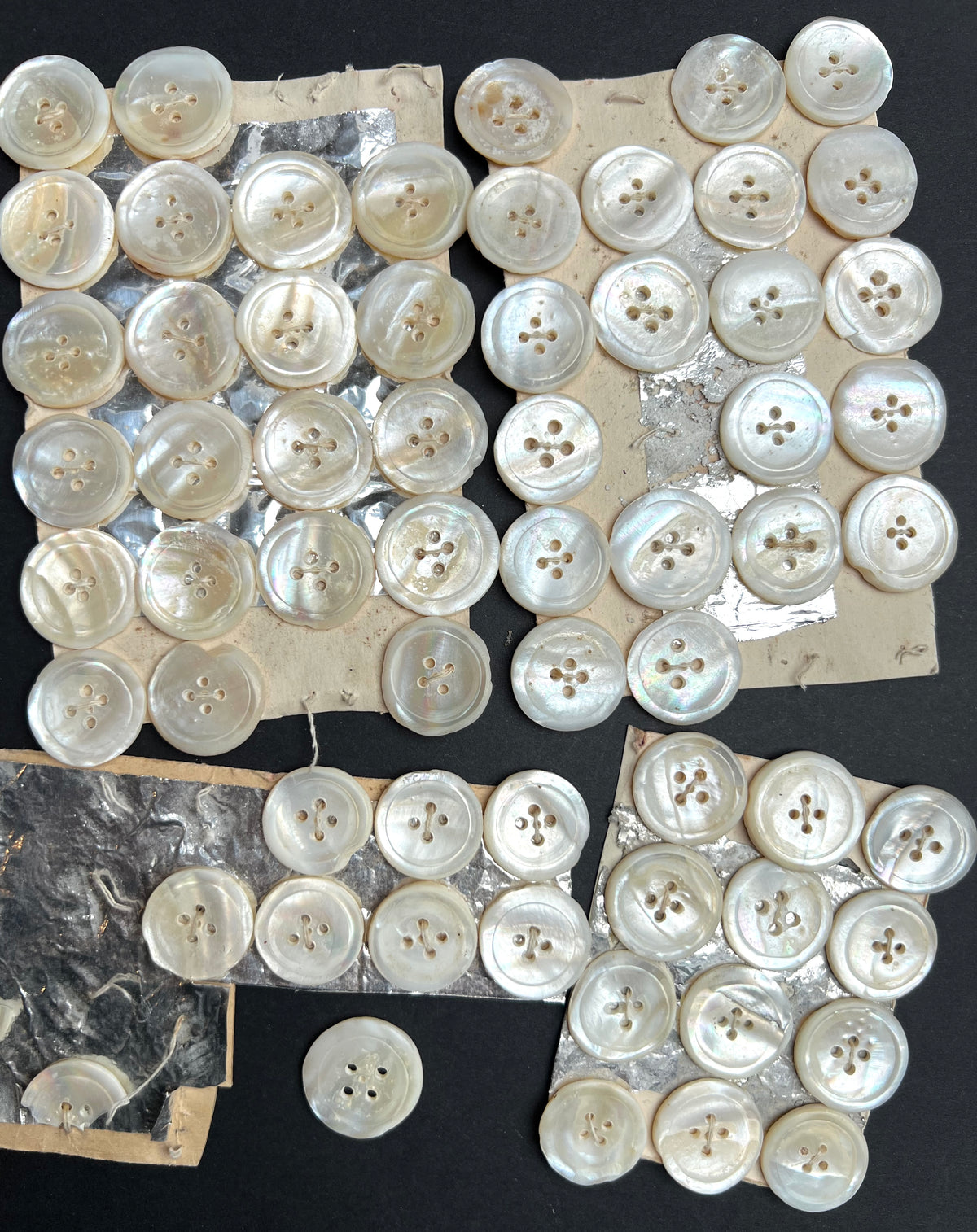 4 Part Sheets Wonderfully Irregular Hand Cut 1.8 - 2.2cm Vintage Mother of Pearl Buttons