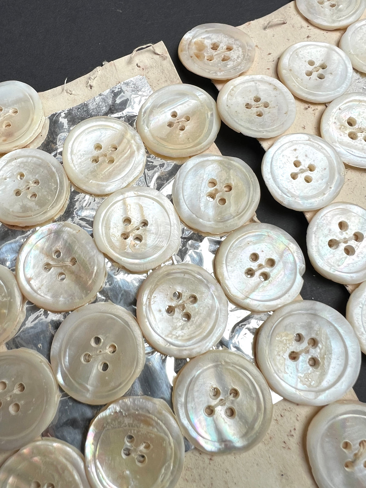 4 Part Sheets Wonderfully Irregular Hand Cut 1.8 - 2.2cm Vintage Mother of Pearl Buttons