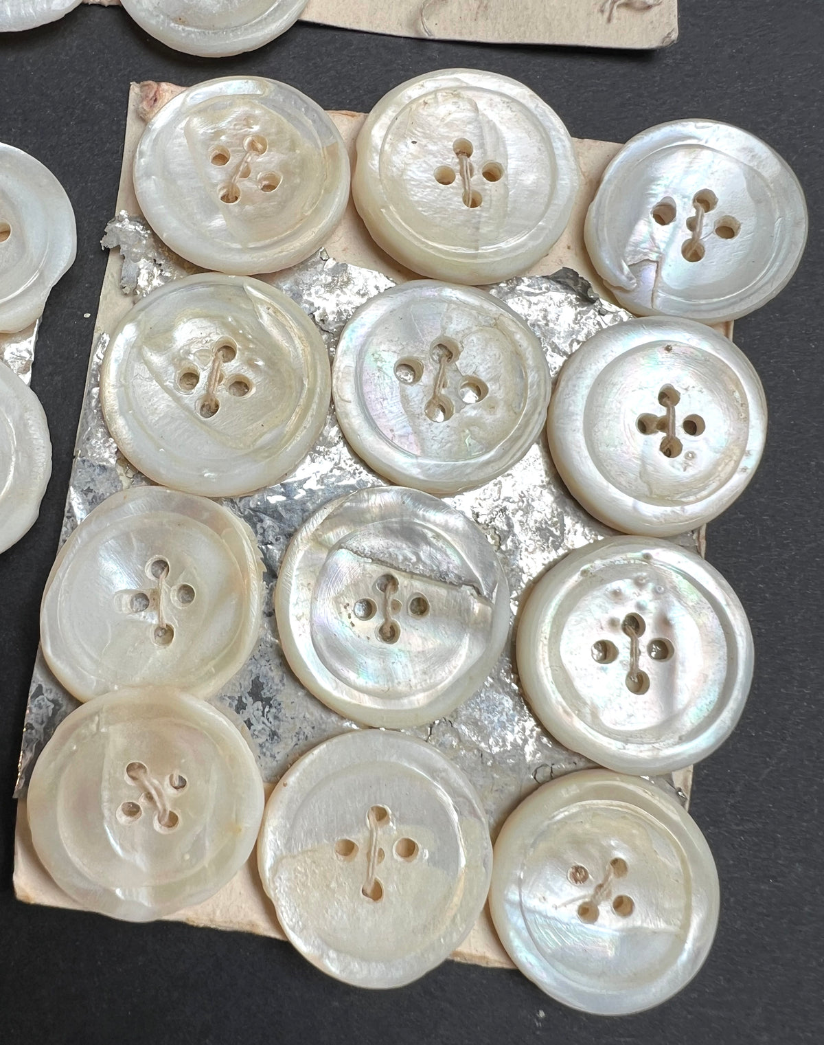 4 Part Sheets Wonderfully Irregular Hand Cut 1.8 - 2.2cm Vintage Mother of Pearl Buttons