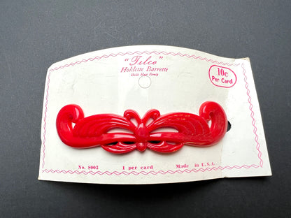 1950s Red Butterfly Barrette - 10cm long