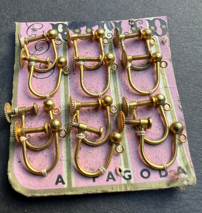 Sheet of 6 Vintage Screw Earring Findings - to make your own