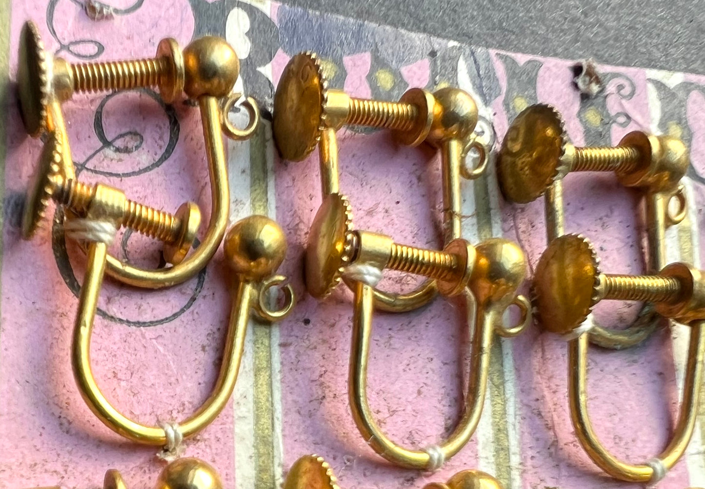 Sheet of 6 Vintage Screw Earring Findings - to make your own