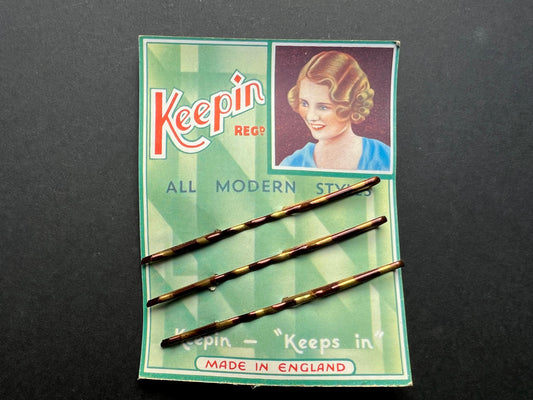 3 x 7cm "Keepin" 1930s HAIR GRIPS..for "ALL MODERN STYLES"