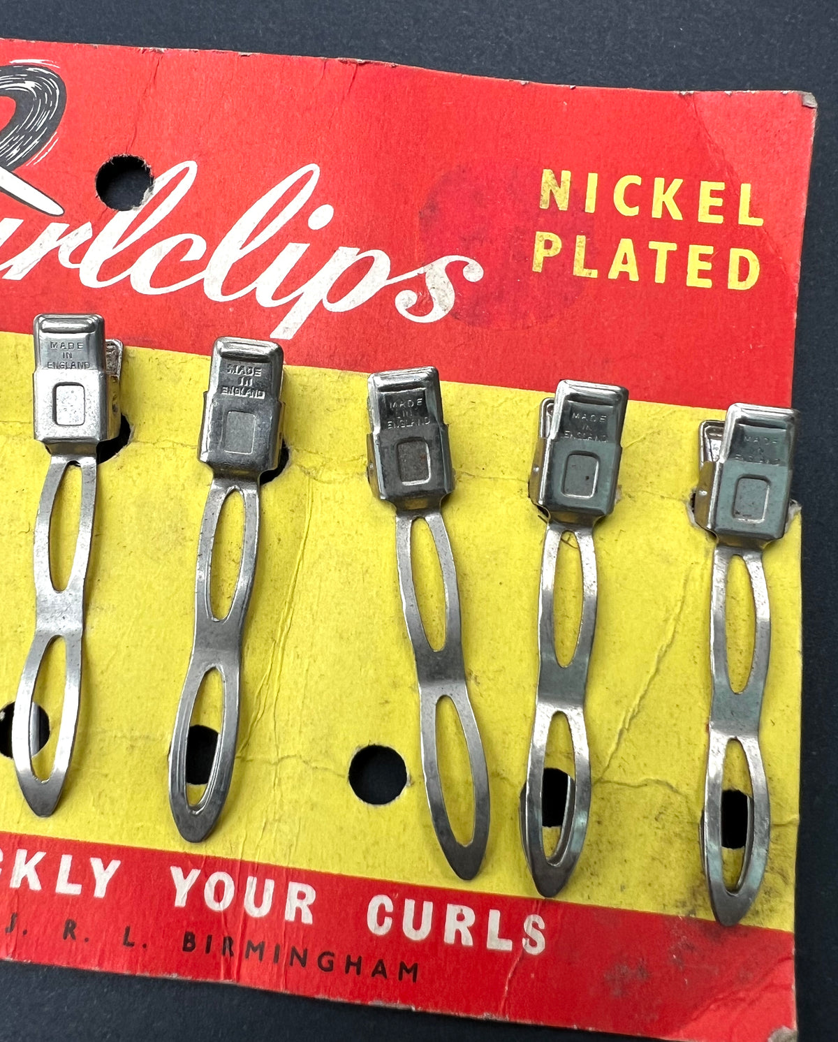 Sheet of 9 Vintage CURLCLIPS Made in England