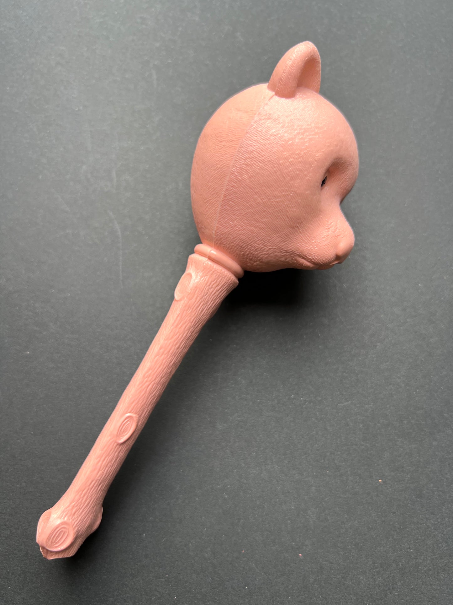 1940s Exceptionally Worried Vintage Teddy Bear Head Rattle