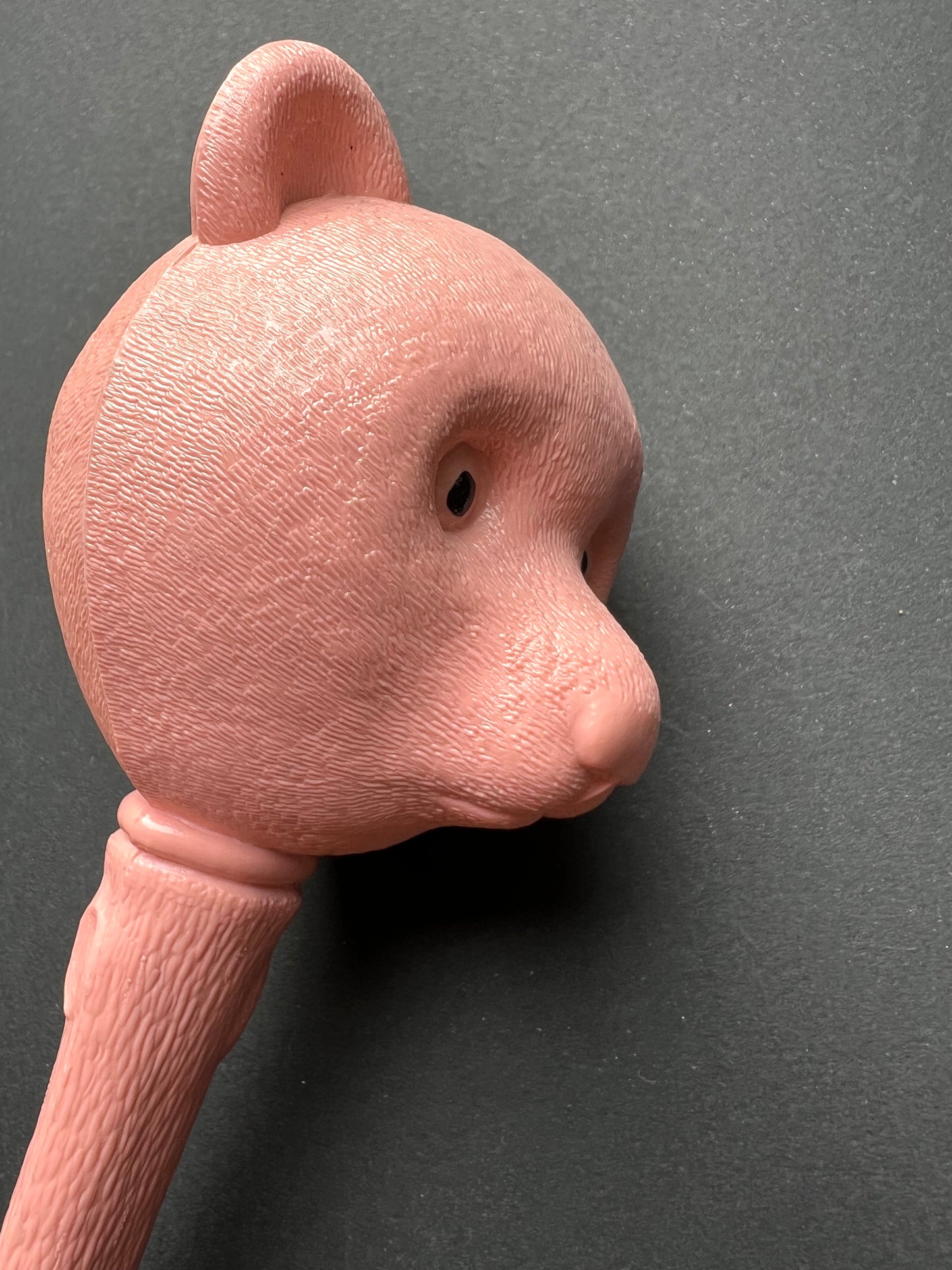 1940s Exceptionally Worried Vintage Teddy Bear Head Rattle