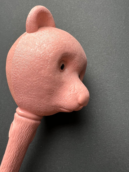 1940s Exceptionally Worried Vintage Teddy Bear Head Rattle