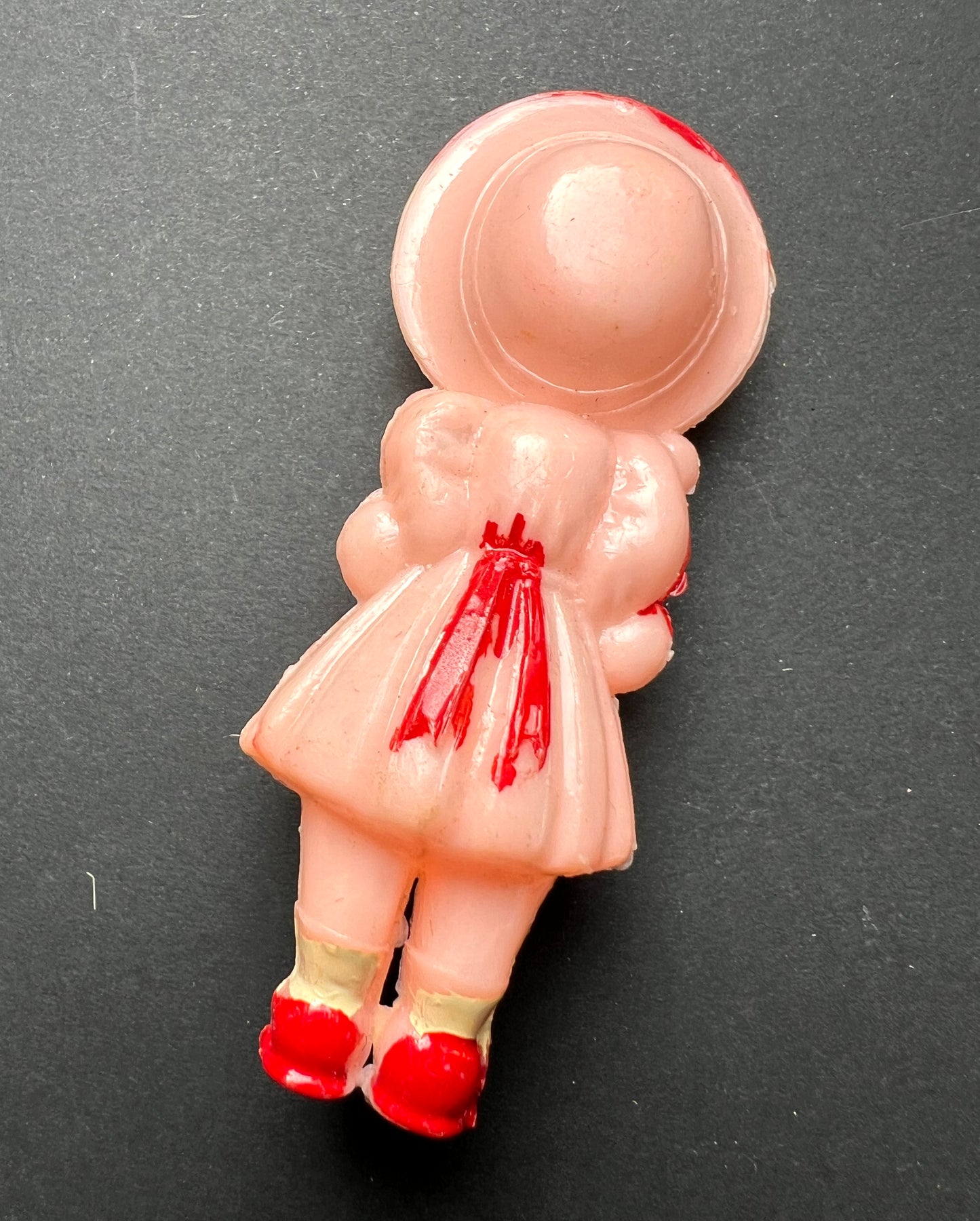 Gorgeous Vintage  Doll Rattle - Little Girl With Flowers - 9cm tall