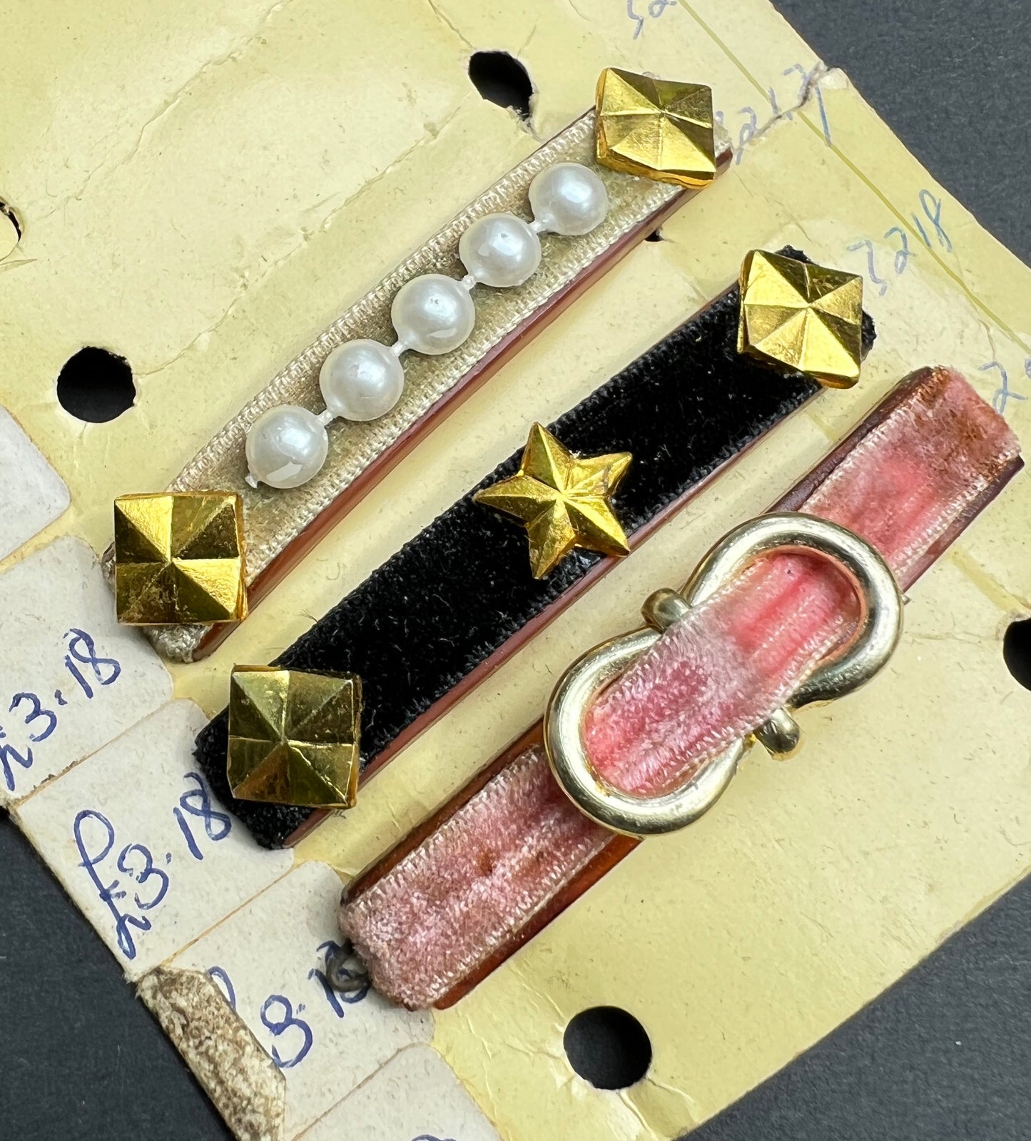 Salesman's Sample Sheet of 3 1960s  Hair Clips