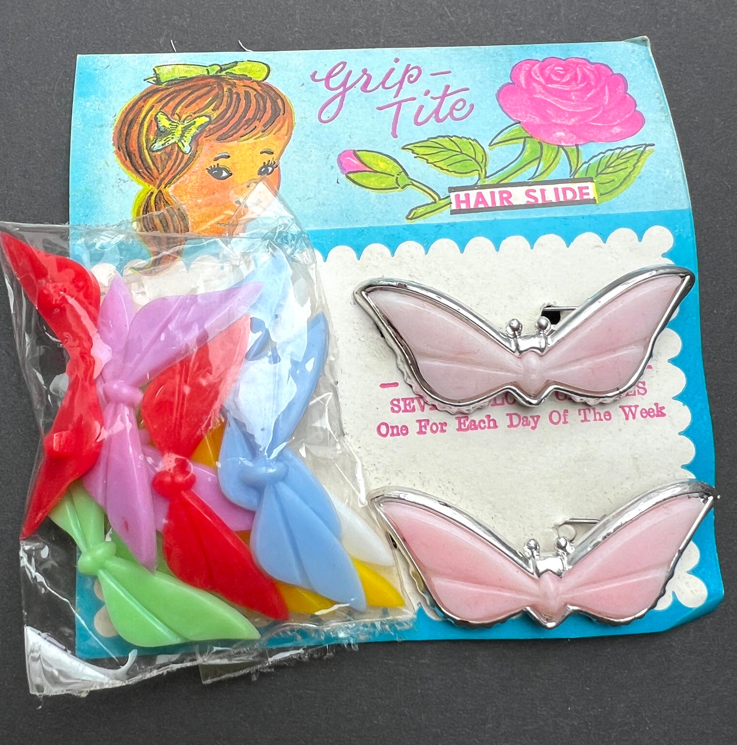 1960s Butterfly Hairclips with Changeable Different Coloured Wings