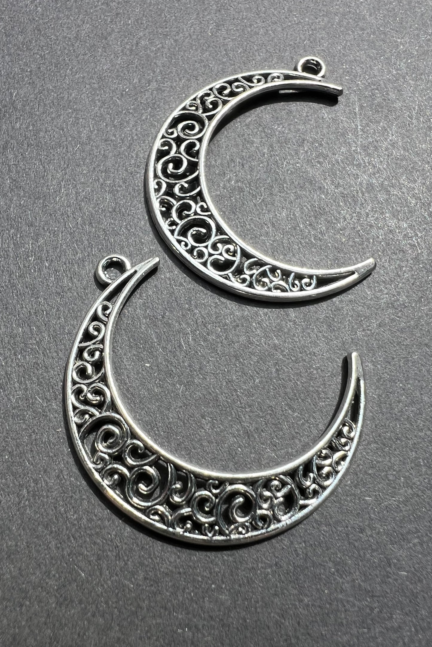 2 x 4cm Crescent Moon Charm / Pendant