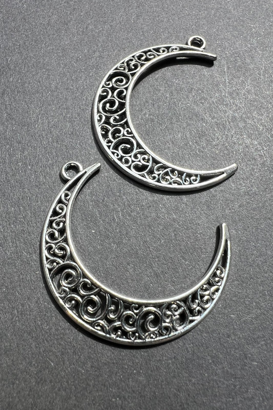 2 x 4cm Crescent Moon Charm / Pendant