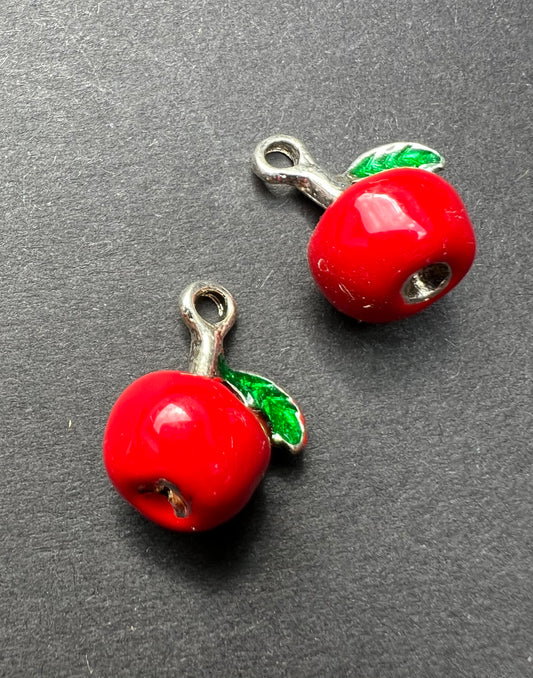 3D Shiny Enamel Apple 1.5cm Charm / Pendant