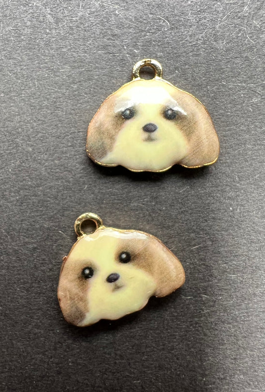 Soft and Cuddly Enamel Dog Charm - 1.5cm Wide